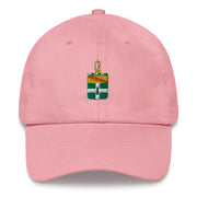 A pink 3rd Cavalry Regiment Hat with the logo on the front.  The hat has a curved visor and an adjustable strap at the back.