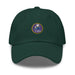 A spruce colored Navy Seabees Hat with the logo on the front.  The hat has a curved visor and an adjustable strap at the back.