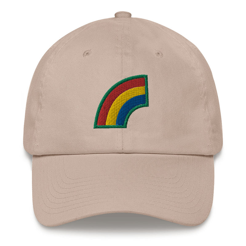 A stone colored 42nd Infantry Division Hat with the logo on the front.  The hat has a curved visor and an adjustable strap at the back.