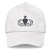 A white Senior Parachutist Division Hat with the logo on the front.  The hat has a curved visor and an adjustable strap at the back.