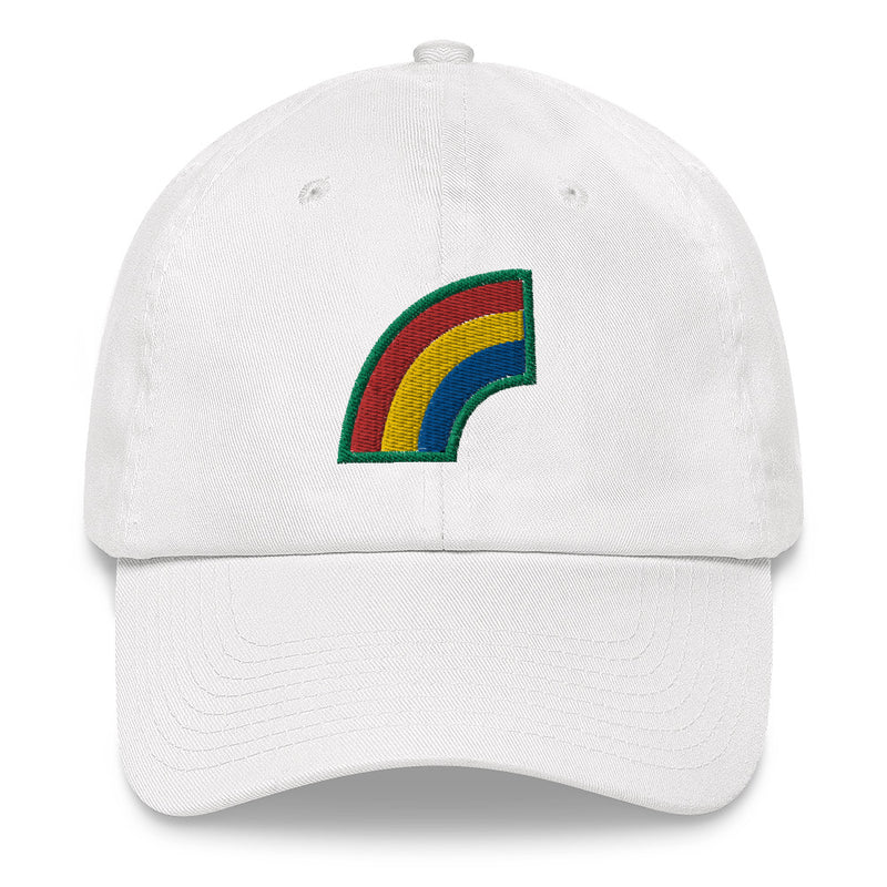 A white 42nd Infantry Division Hat with the logo on the front.  The hat has a curved visor and an adjustable strap at the back.