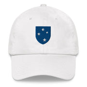 A white 23rd Infantry Division Hat with the logo on the front.  The hat has a curved visor and an adjustable strap at the back.