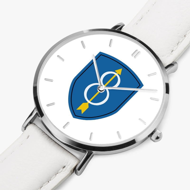 Perspective View - 8th Infantry Division Ultra Thin Watch (White Strap)