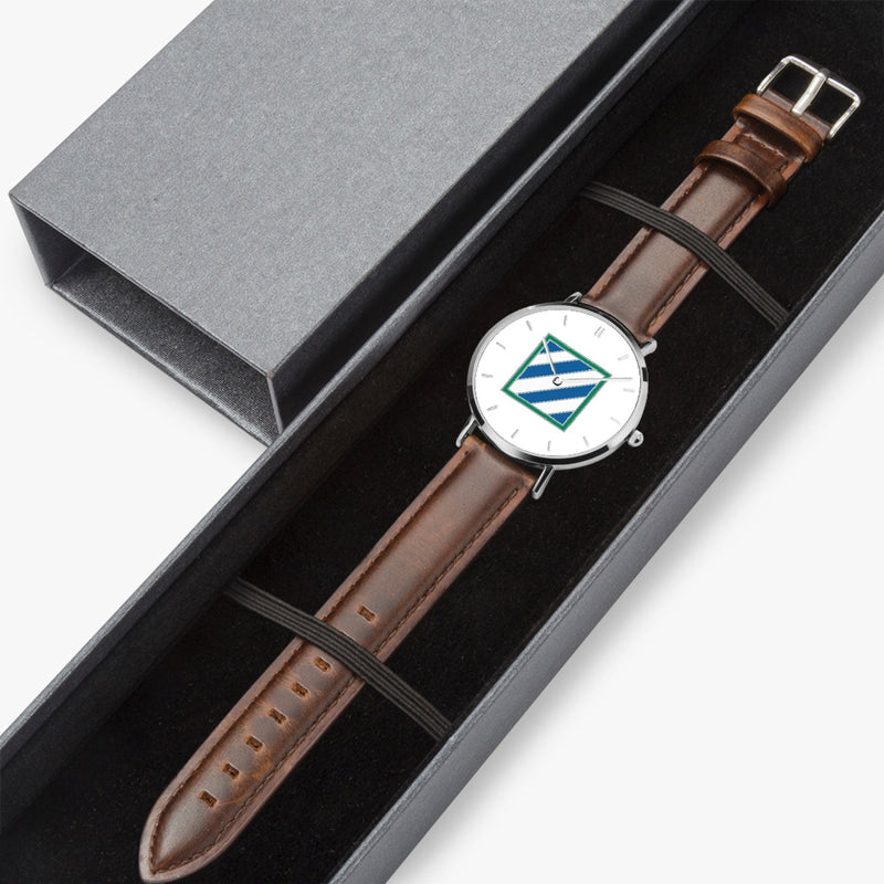 Watch Case with 3rd Infantry Division Ultra Thin Watch (Brown Strap)