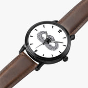 Basic Parachutist-46mm Automatic Watch is displayed in a perspective view on a white background with a brown leather band