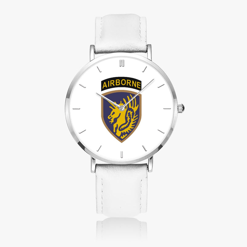 Top View - 13th Airborne Division Ultra Thin Watch (White Strap)
