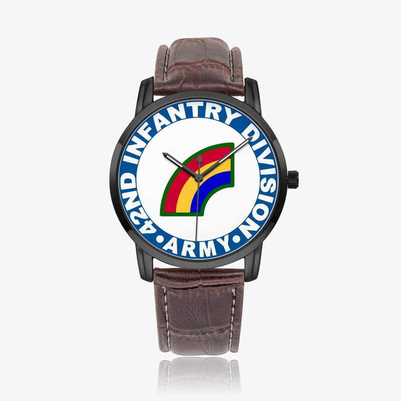 42nd Infantry Division-Wide Type Black Watch with a Brown Leather Band