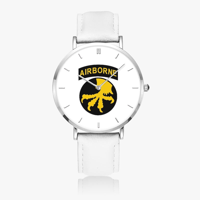 Top View - 17th Airborne Division Ultra Thin Watch (White Strap)