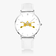 Top View - Army Armor Ultra Thin Watch (White Strap)