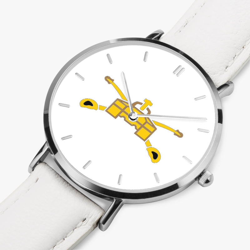 Perspective View - Army Armor Ultra Thin Watch (White Strap)