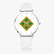 Top View - 4th Infantry Division Ultra Thin Watch (White Strap)
