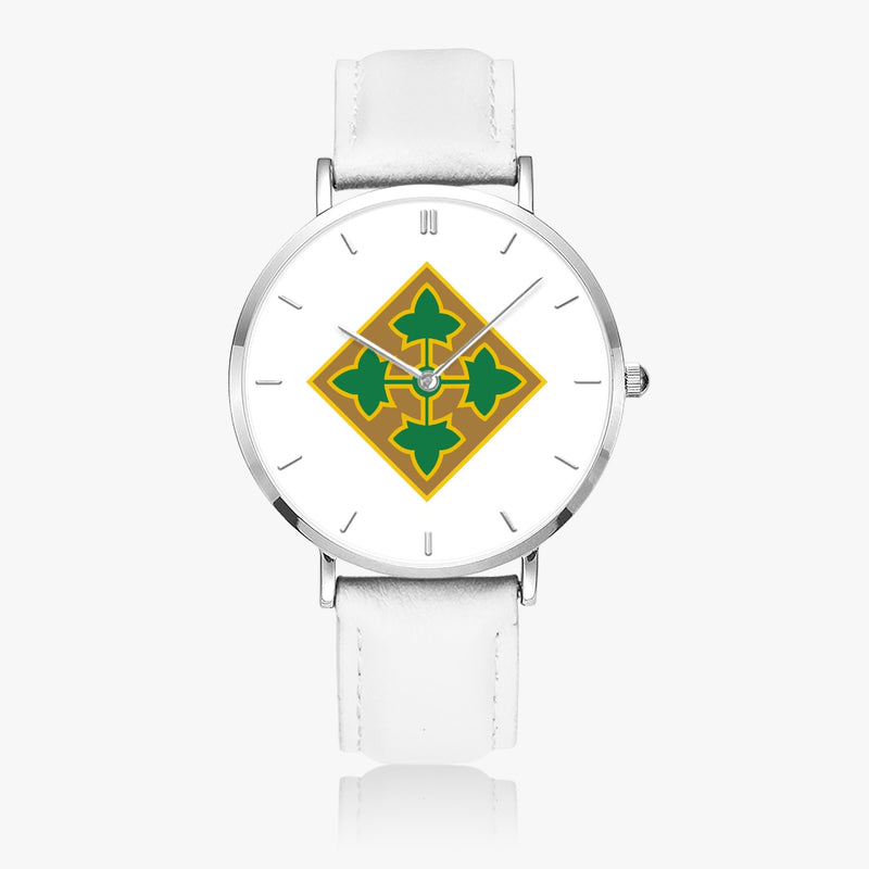 Top View - 4th Infantry Division Ultra Thin Watch (White Strap)