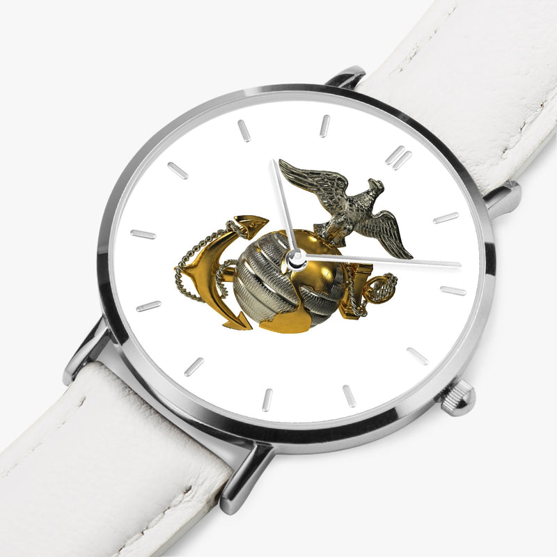 Perspective View - US Marine Corps Ultra Thin Watch (White Strap)