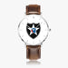 2nd Infantry Division-Ultra Thin Leather Strap Quartz Watch (Silver With Indicators)