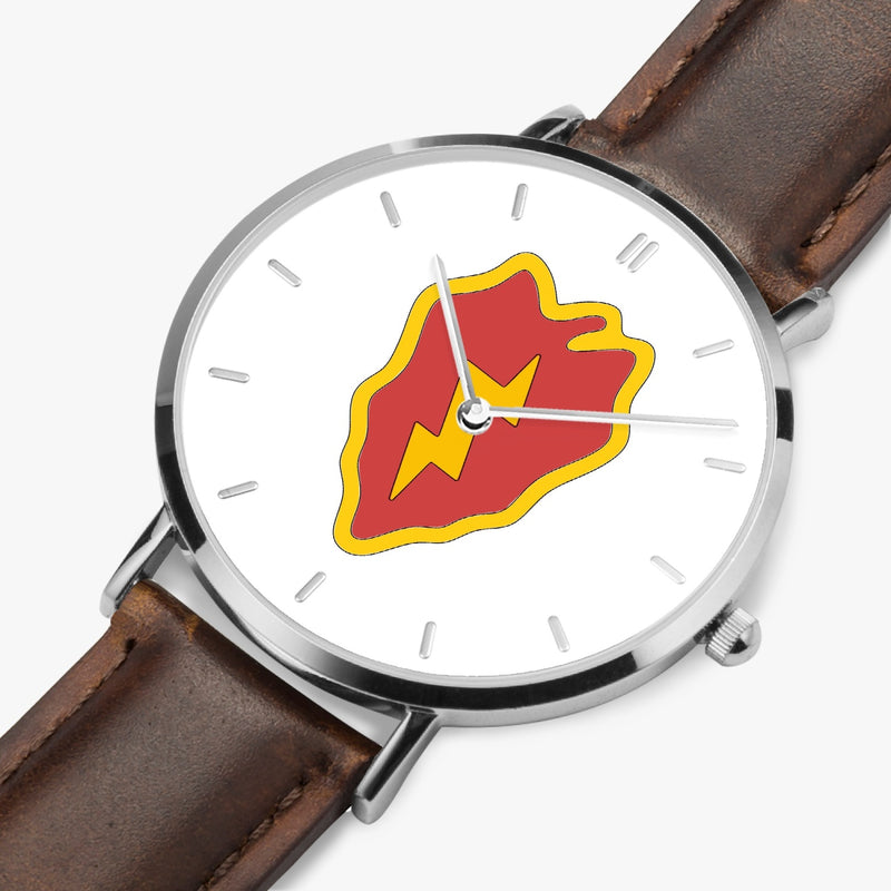 Perspective View - 25th Infantry Division Ultra Thin Watch (Brown Strap)