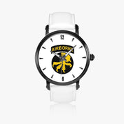17th Airborne Division-46mm Automatic Watch with a White Leather Band