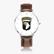 Top View - 101st Airborne Division Ultra Thin Watch (Brown Strap)