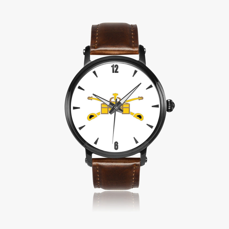 Army Armor-46mm Automatic Watch with a Brown Leather Band