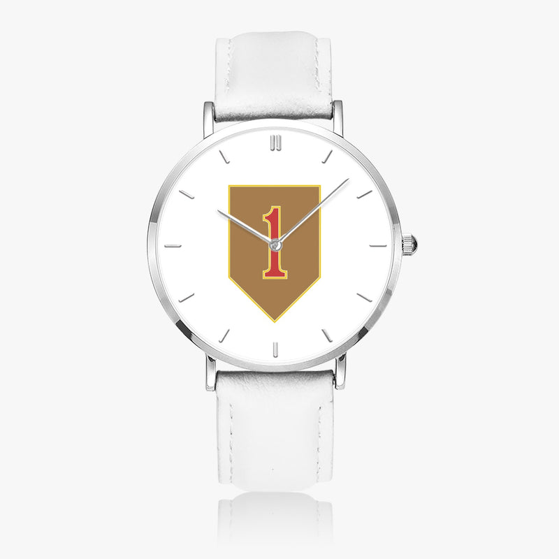 Top View - 1st Infantry Division Ultra Thin Watch (White Strap)