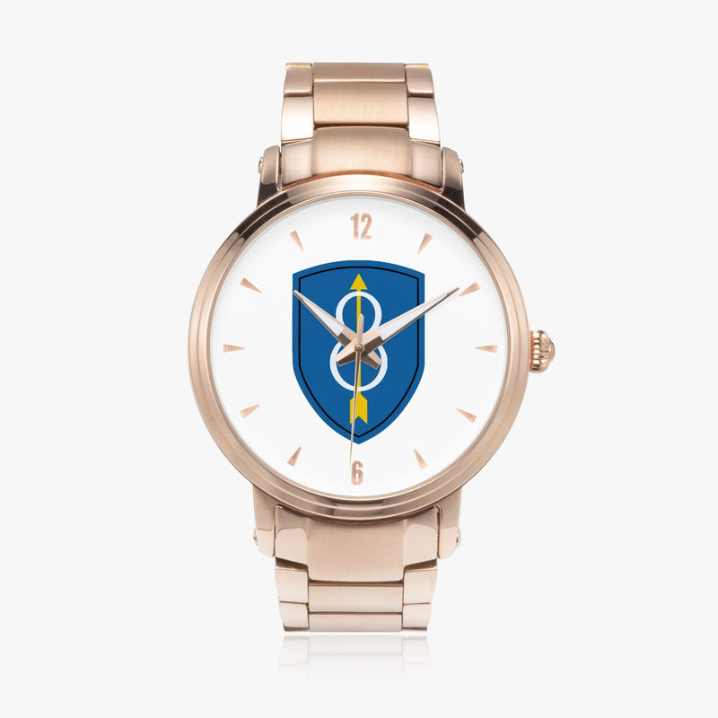 8th Infantry Division-46mm Automatic Steel Strap Gold Watch