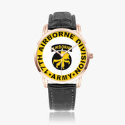 17th Airborne Division-Wide Type Golden Watch with a Black Leather Band