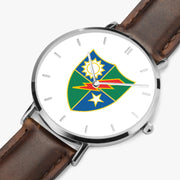 Perspective View - 75th Ranger Regiment Ultra Thin Watch (Brown Strap)