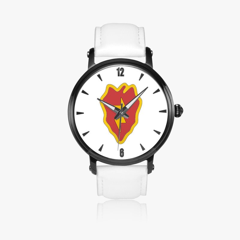 25th Infantry Division-46mm Automatic Watch with a White Leather Band