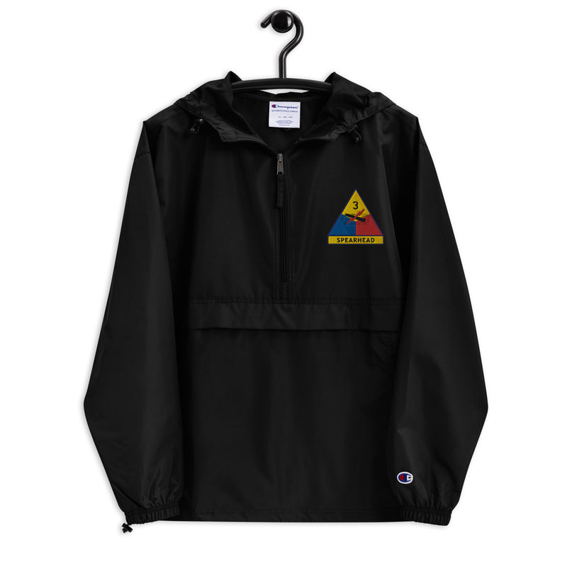 3rd Armored Division Black Champion packable jacket with a detailed embroidered logo