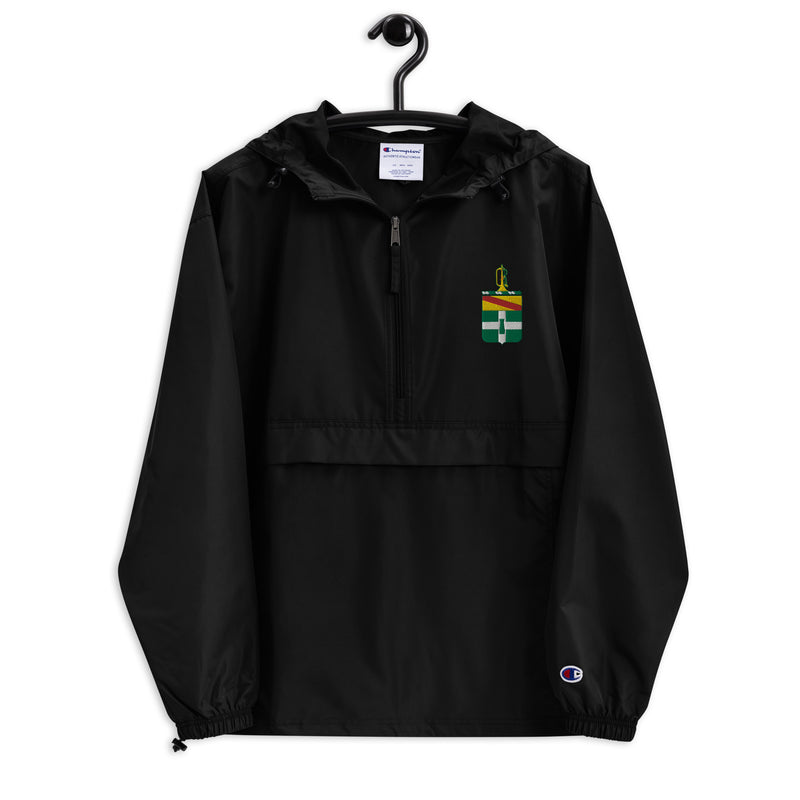 3rd Cavalry Regiment Black Champion packable jacket with a detailed embroidered logo