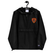 5th Marine Division Black Champion packable jacket with a detailed embroidered logo