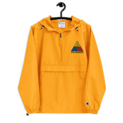 1st Armored Division Gold Champion packable jacket with a detailed embroidered logo