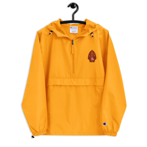 2nd Marine Division Gold Champion packable jacket with a detailed embroidered logo