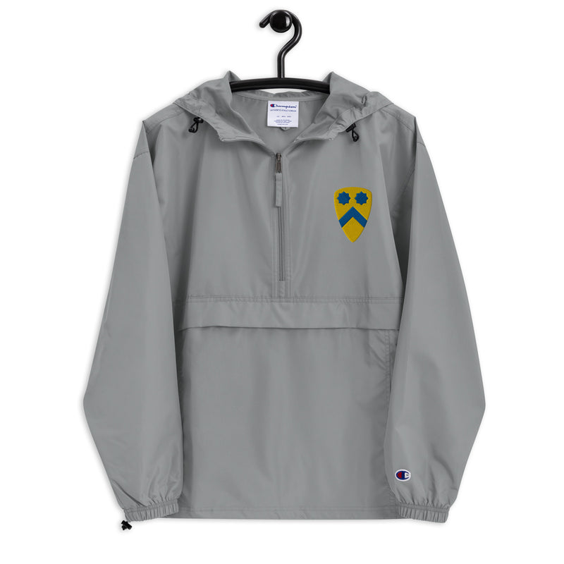 2nd Cavalry Division Graphite Champion packable jacket with a detailed embroidered logo