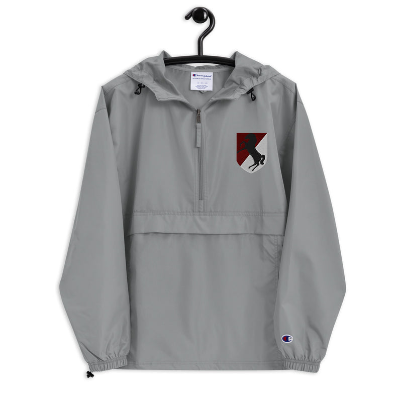 11th Armored Cavalry Regiment Graphite Champion packable jacket with a detailed embroidered logo