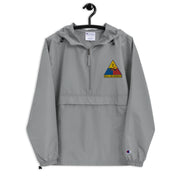 2nd Armored Division Graphite Champion packable jacket with a detailed embroidered logo