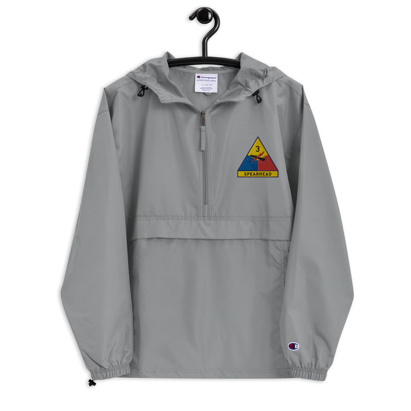 3rd Armored Division Graphite Champion packable jacket with a detailed embroidered logo