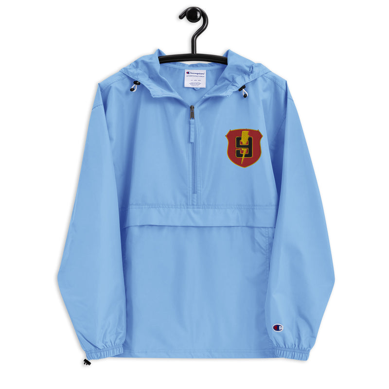 9th Regiment Light Blue Champion packable jacket with a detailed embroidered logo