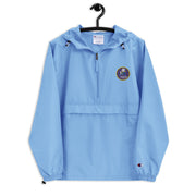Navy Seabees Light Blue Champion packable jacket with a detailed embroidered logo