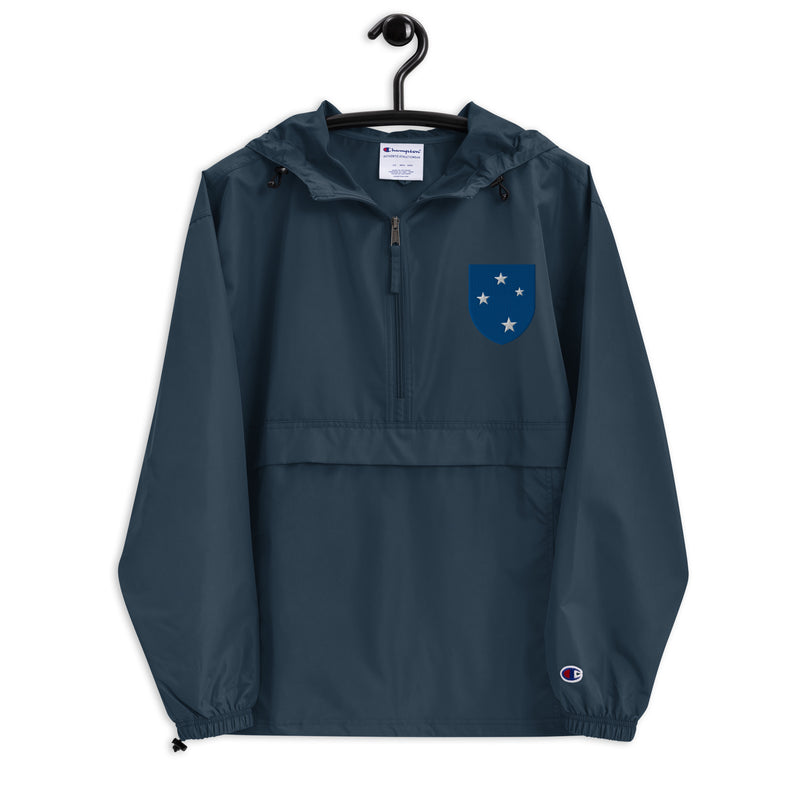 23rd Infantry Division Navy Champion packable jacket with a detailed embroidered logo
