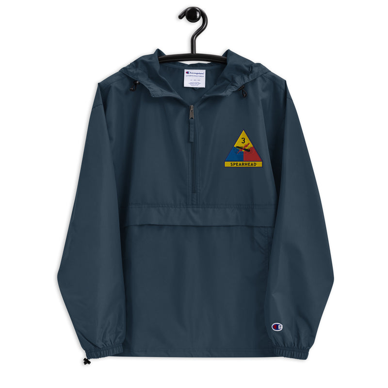 3rd Armored Division Navy Champion packable jacket with a detailed embroidered logo