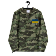 Ukrainian Flag Green Camouflage Champion packable jacket with a detailed embroidered logo
