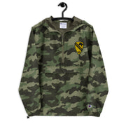 1st Air Cavalry Brigade Green Camouflage Champion packable jacket with a detailed embroidered logo
