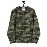 Navy Seabees Green Camouflage Champion packable jacket with a detailed embroidered logo