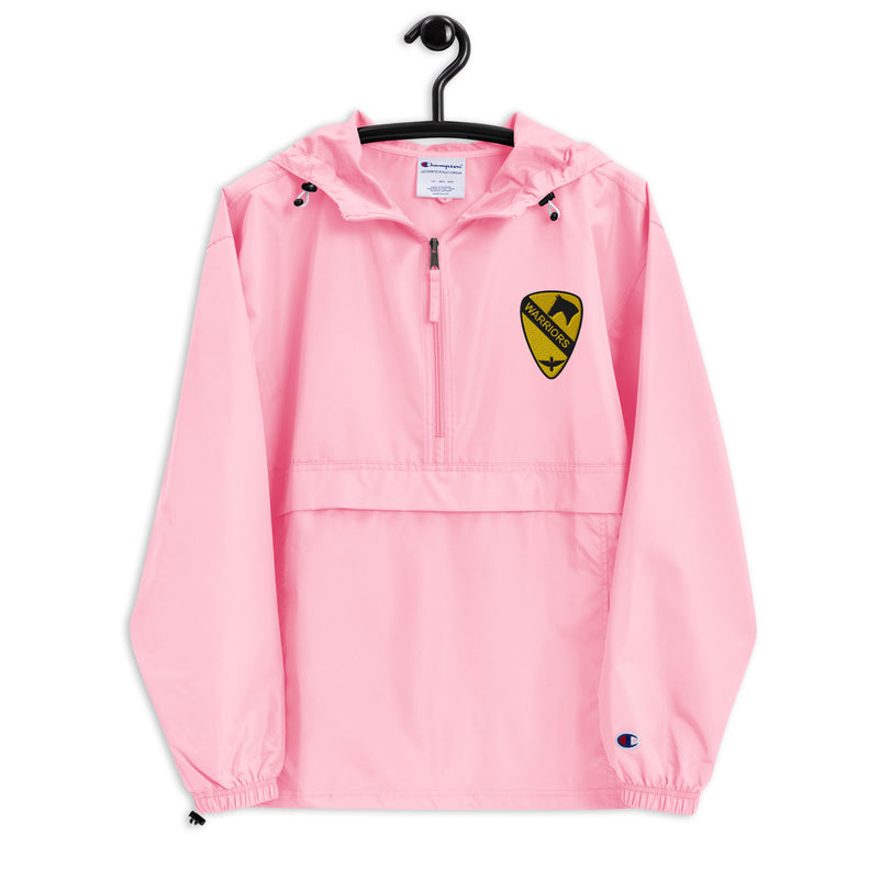 1st Air Cavalry Brigade Pink Champion packable jacket with a detailed embroidered logo