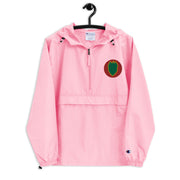 24th Infantry Division Pink Champion packable jacket with a detailed embroidered logo