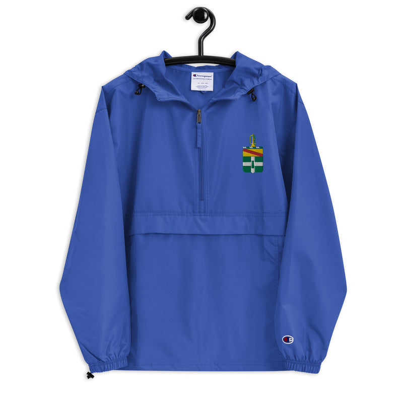 3rd Cavalry Regiment Royal Blue Champion packable jacket with a detailed embroidered logo