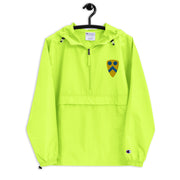 2nd Cavalry Division Safety Green Champion packable jacket with a detailed embroidered logo