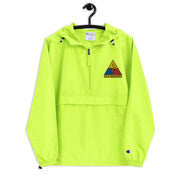 1st Armored Division Safety Green Champion packable jacket with a detailed embroidered logo