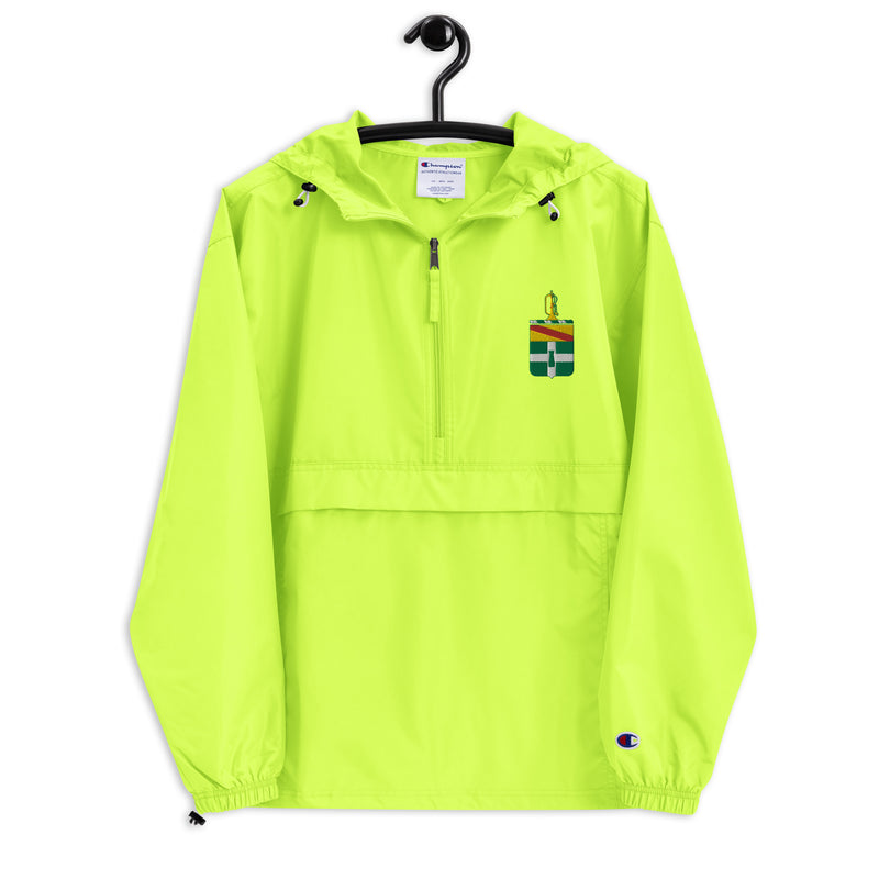 3rd Cavalry Regiment Safety Green Champion packable jacket with a detailed embroidered logo