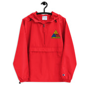 2nd Armored Division Scarlet Champion packable jacket with a detailed embroidered logo